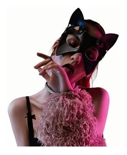 Máscaras Gatubela Antifaz Zorro Cuero Negra Fiesta Cosplay