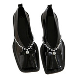 Zapatos Mujer Agujeta Negro Charol Escolar Niñas Casual [u]