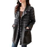 Chaqueta Mujer Midi Reversible Casual Elegante A Cuadros