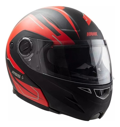 Casco Moto Hawk Rs5 Resistance Negro/rojo Mate Doble Visor