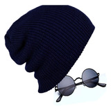 Combo Gorro Tuka Long Beani + Gafas Redondas Moda Unisex