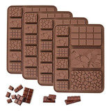 Molde Silicona Tableta Barra Chocolate Chocolatin 3 Modelos Color Marrón