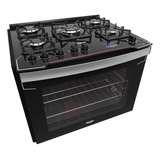 Fogão De Embutir 5 Bocas Preto Com Mesa De Vidro Dako Grill