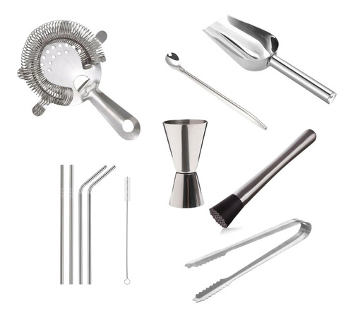 Set Kit Bartender Cocteleria Barman Completo Acero Inox