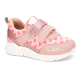 Tenis Andrea Velcro Ajustable Para Niña Rosa