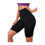 Calza Biker Lycra Negra Lisa Tiro Alto Ciclista Gimnasio