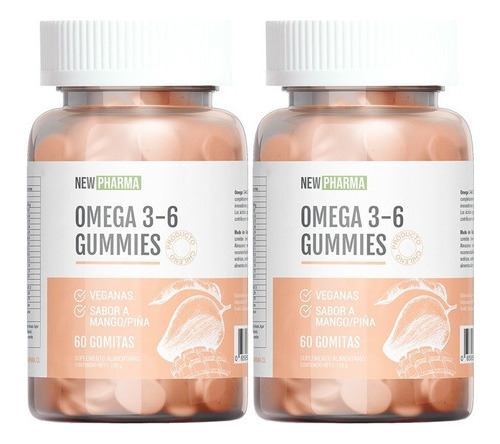 Pack 2 Omega 3-6 Gummies - Newpharma Sabor Mango Piña