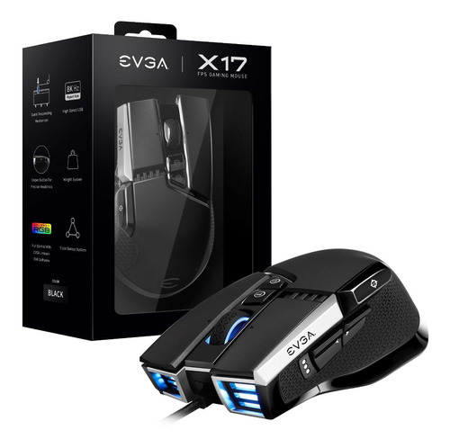 Mouse Gamer Evga X17 8k Cable Negro 10 Botones 16000 Dpi