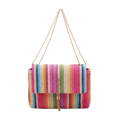 Cartera De Mujer Mini Bag Rafia Tipo Verano Elegante