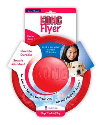 Juguete Para Perros Kong Flyer L Color Rojo