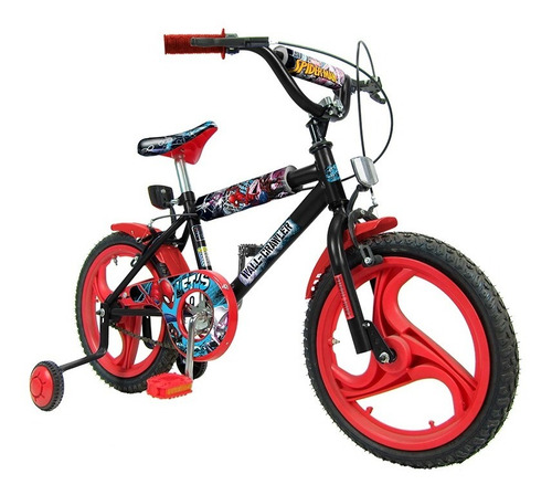 Bicicleta Rodado 16 Spiderman Para Nene Ruedas Eva Color Negro