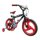 Bicicleta Rodado 16 Spiderman Para Nene Ruedas Eva Color Negro