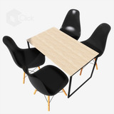 Conjunto Mesa C/ 4 Cadeiras P/ Cozinha Gourmet Minimalista