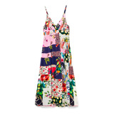 Vestido Desigual Largo Patch Tropical Mujer