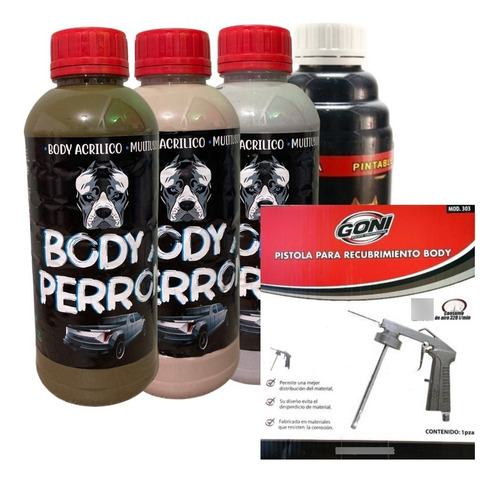 Kit 4lt Recubrimiento Body Perron + Pistola Body Goni