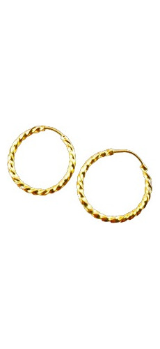 Aros Cubanos Oro 18 Kts 0,4 Gr Argollas Torzados 10mm