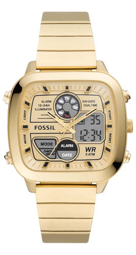 Relógio Fossil Masculino Retro Anadigital Dourado - Fs5889/1