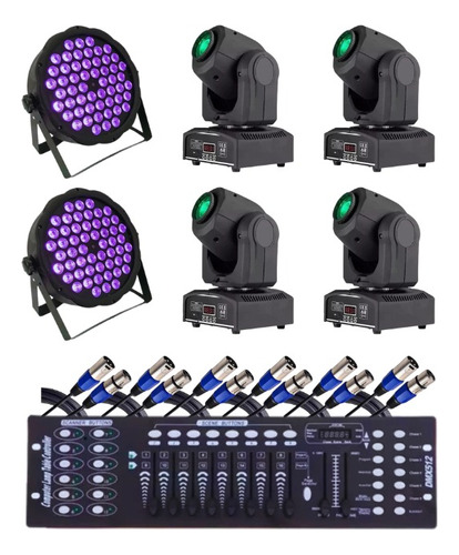 4 Moving Head Spot Osram 30w + Mesa Dmx Iluminação C/canhões