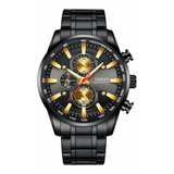 Reloj Hombre Curren 8351 Cuarzo Pulso Negro En Acero