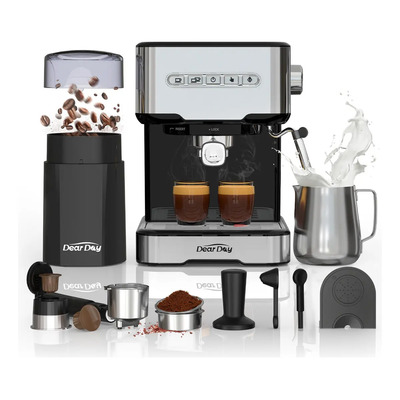 Cafetera Espresso DEAR DAY 20 Bar con Molino y Espumador Nespresso Plata | Meses sin interés