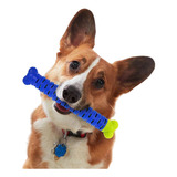 Juguete Hueso Para Perros Cepillo Limpieza Dental Chewbrush Color Azul