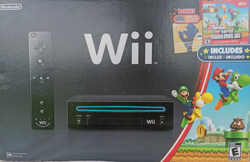 Nintendo Wii Black Bundle + New Super Mario Bros