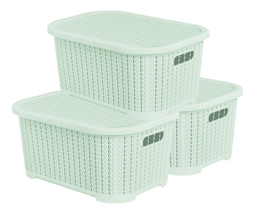 Set X3 Canastos Organizadores Simil Rattan 36x25x17 Apilable