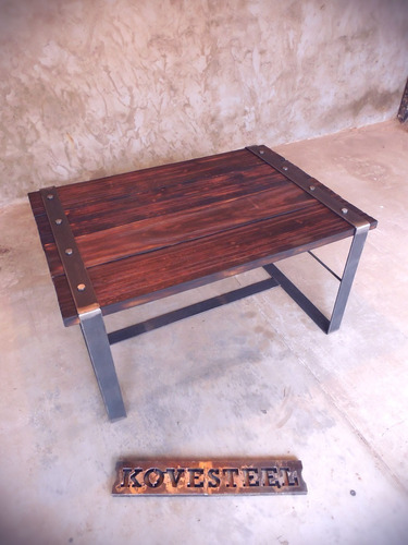 Mesa Ratona Estilo Campo Rustica Industrial Hierro Y Madera