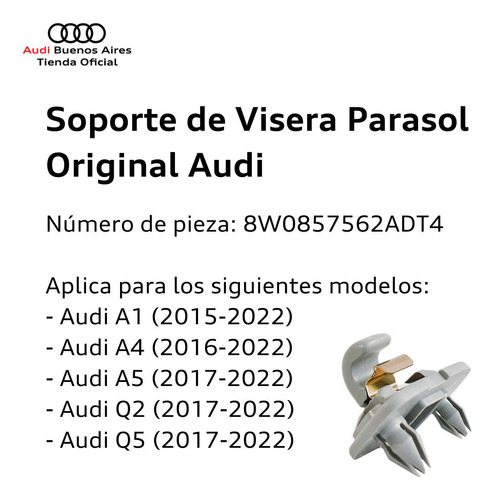 Soporte De Visera Parasol Audi A, A4, A5, Q2 Y Q5 Audi A1 20 Foto 2