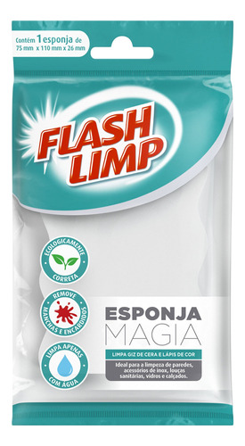 Esponja Magica Flash Limp Remove Giz Cera Lápis Parede Louça