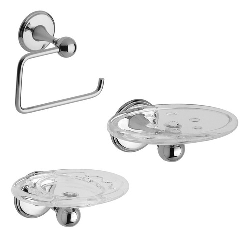 Kit Accesorios Fv Baño Jabonera Porta Rollo Cepillo Mikka