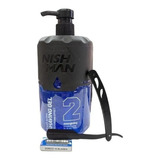 Kit Gel De Afeitar Nishman Blue 1000ml + Navaja Color Negro