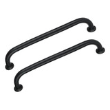 Barra De Apoio 80cm Inox Alça Preto Kit 2 Un Banheiro Parede