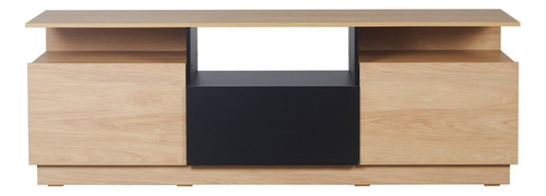 Rack Mueble Para Tv Moderno 180 Cm 1 Cajon / 2 Puertas + + + Color Hickory Con Negro