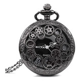 Reloj De Bolsillo Negro Estilo Steampunk. Engranajes