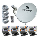 Kit Antena Parabólica Century 60cm C/ 4 Midiabox B5+ Ku 5g