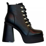 Botin De Mujer Ecocuero Negro Plataforma Z9