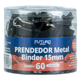 Prendedor Metal Binder Clip 15 Mm Pote Com 60