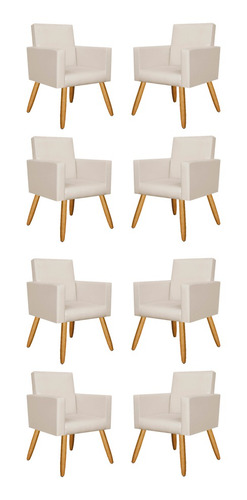 Kit 8 Cadeiras Poltrona Decorativa Recepção Courino