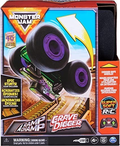 Monster Jam Vehículo Con Radio Control Y Rampa Grave Digger