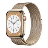 Apple Watch Series 8 Gps + Celular - Caja De Acero Inoxidable Color Oro 45 Mm - Correa Estilo Milanés Color Oro
