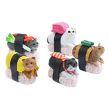 5 Uds. Adorables Muñecos De Figuritas De Gatos De Sushi