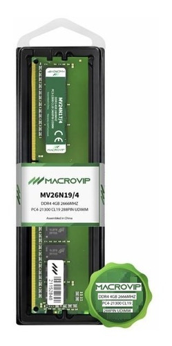 Memória Macrovip Ddr4 4gb Pc4 21300 Cl9 2666mhz Mv26n19/4