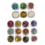 18 Glitter Flocado Com 3x6 Unidades Para Decoração De Unhas Cor Mix-a01