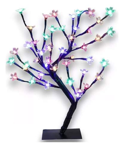 Arbol Luminoso Bonsai 48 Flores Led Rgb Multicolor Navidad