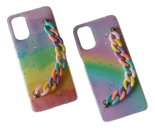 Funda Brillo Con Cadena Multicolor Para Moto E32