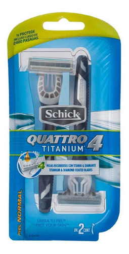 Quattro 4 Titanium Piel Normal Máquina De Afeitar 2un