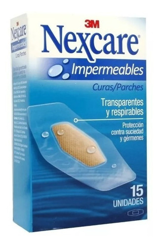 Parche Curita Adhesivo Transparente Impermeable Nexcare 15 Unidades