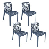 Cadeira Gruvyer Top Chairs Azul Petróleo - Kit Com 4