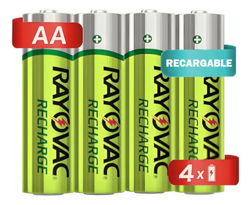 4 Pilas Baterias Recargables Rayovac Tamaño Aa 1350 Mah